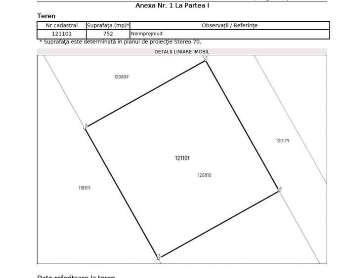 Teren Construcții intravilan de 809 mp, în Corbeanca