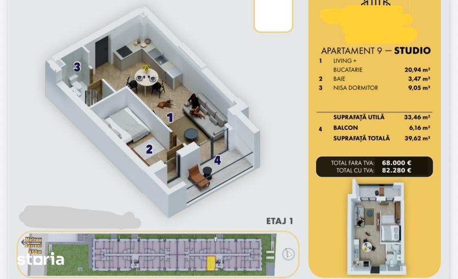 (5 min) Metrou Berceni-Apartament Tip Studio-40 MP - 12