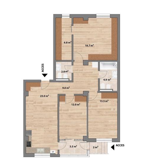Apartament cu 4 camere în Miroslava