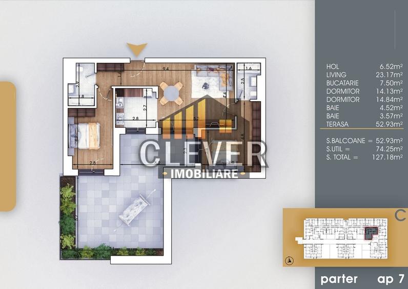Apartament cu 3 camere semidecomandat în Theodor Pallady