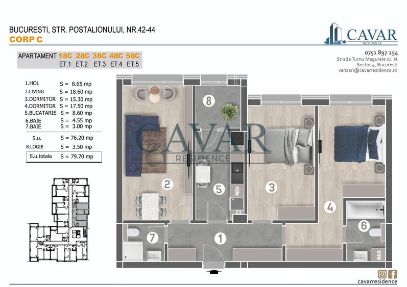 3 Camere 2 Bai 79 mp Proiect Finalizat - 17