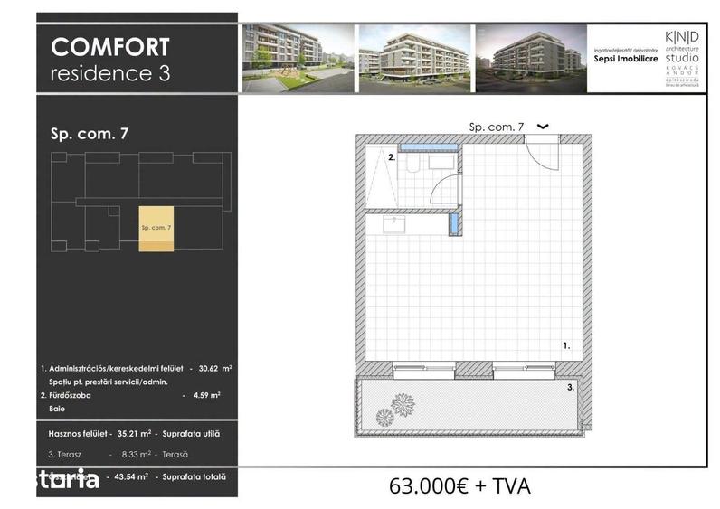 Spațiu comercial, de 43.54 mp, în Central