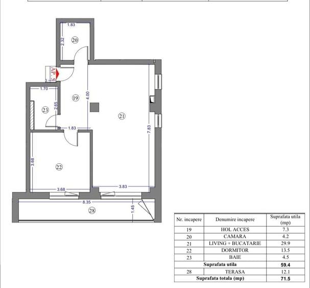 Apartament cu 2 camere decomandat în Lipovei