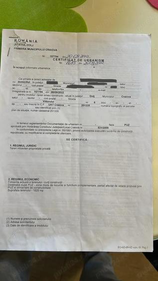 Teren de 1800 mp, în Central