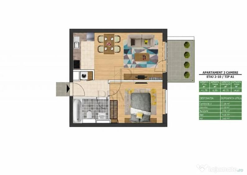 Apartament cu 2 camere semidecomandat în Lipovei