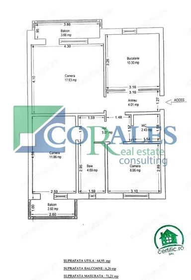 Apartament cu 3 camere decomandat, mobilat în Girocului