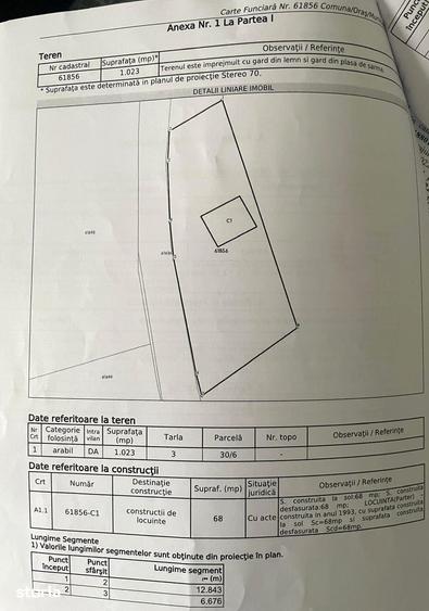 Casă cu 1 camere cu Teren 1023 Mp în Grajduri