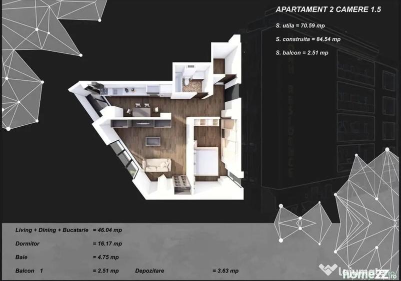 Apartament cu 2 camere decomandat în Tomis Plus