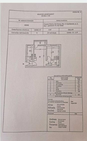 Apartament cu 2 camere semidecomandat în Oancea