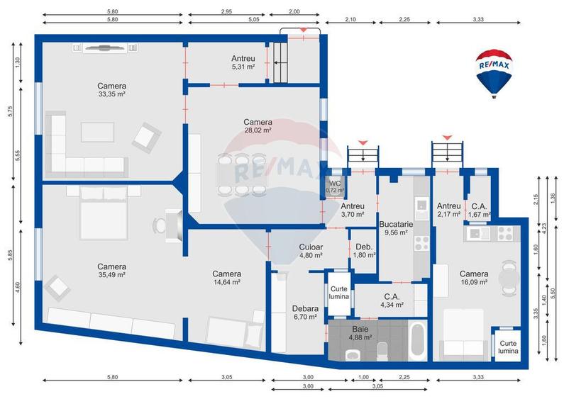 Apartament cu 5 camere nedecomandat în Ultracentral