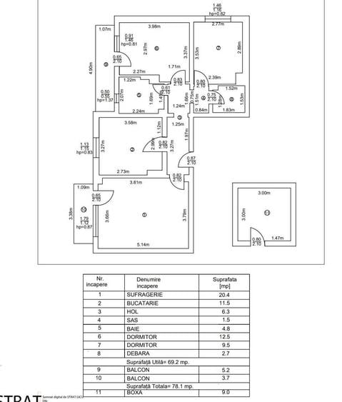 Apartament cu 3 camere decomandat în Balotești