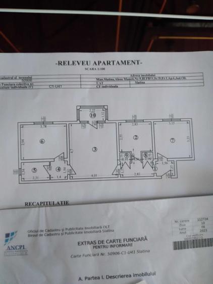 Apartament cu 3 camere semidecomandat în Est