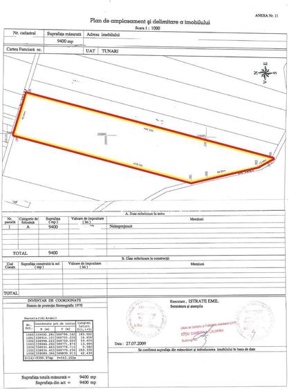 Teren Construcții intravilan de 9400 mp, în Tunari