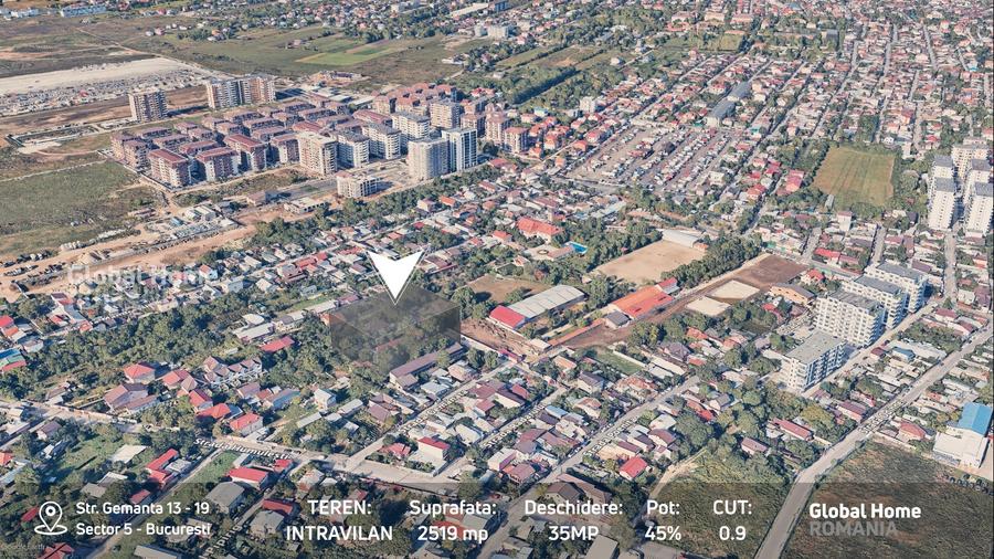 Teren Construcții intravilan de 2519 mp, în Rahova