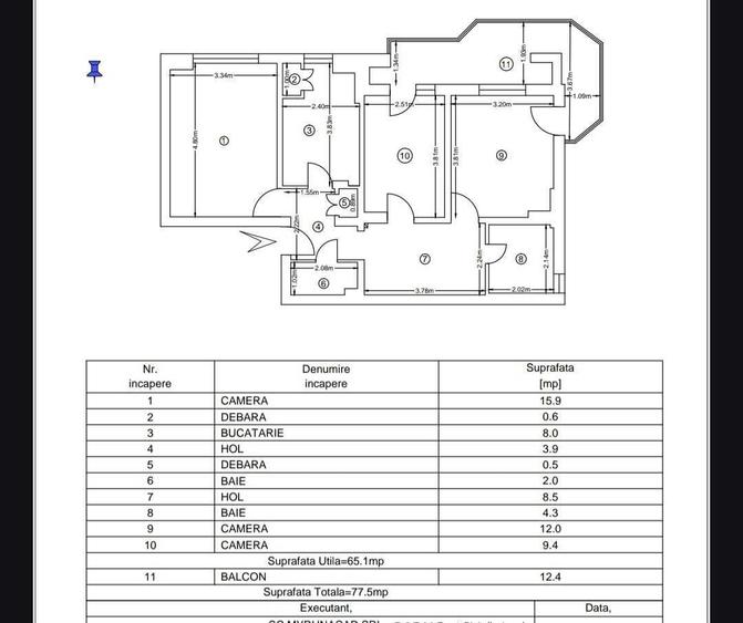 Apartament cu 3 camere decomandat în Păcurari