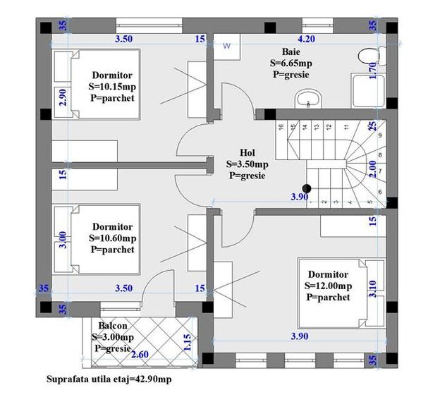Case insiruite , 4 camere , P+1E - central in Valea Lupului - 13