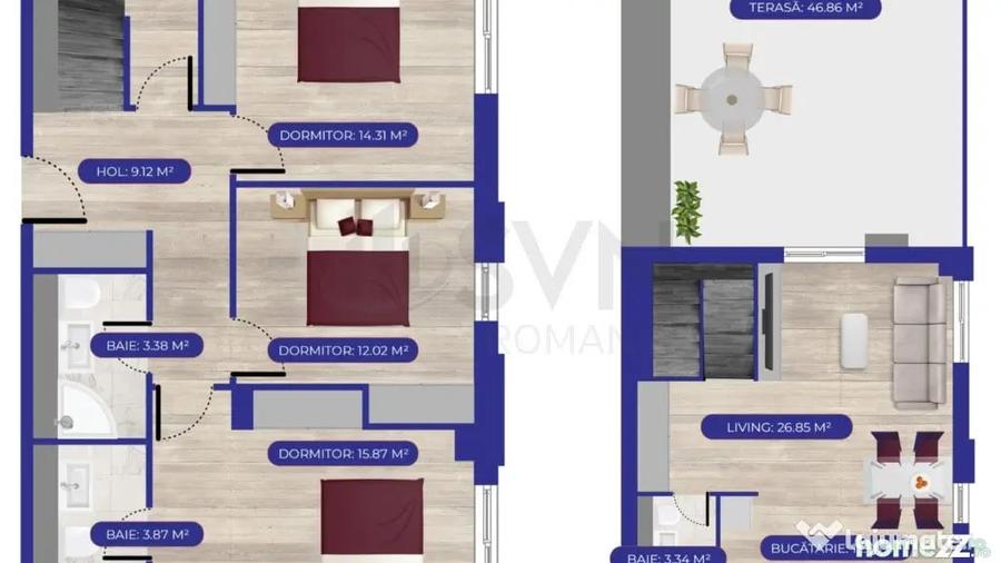 Apartament cu 4 camere decomandat în Aviației