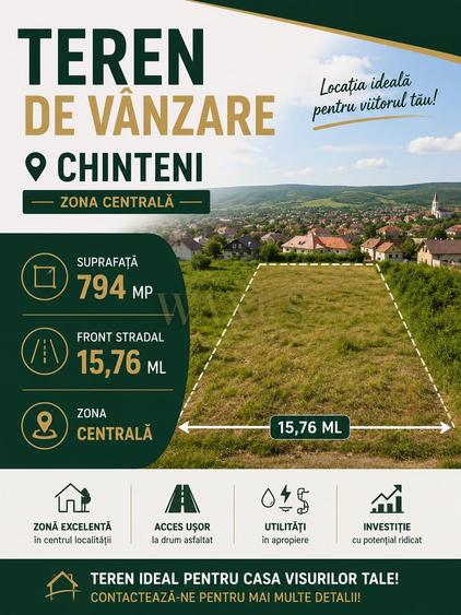 Teren Construcții intravilan de 794 mp, în Chinteni