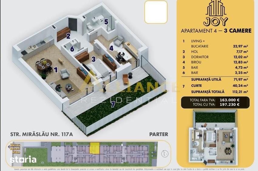Metrou Berceni Ap 3 camere cu gradina Joy Rezidence - 1