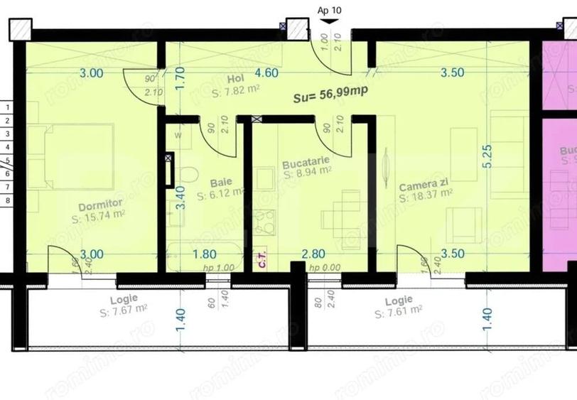 ?Apartament 2 Camere, 57mp | Zona Aradului | Etaj 1 - 1