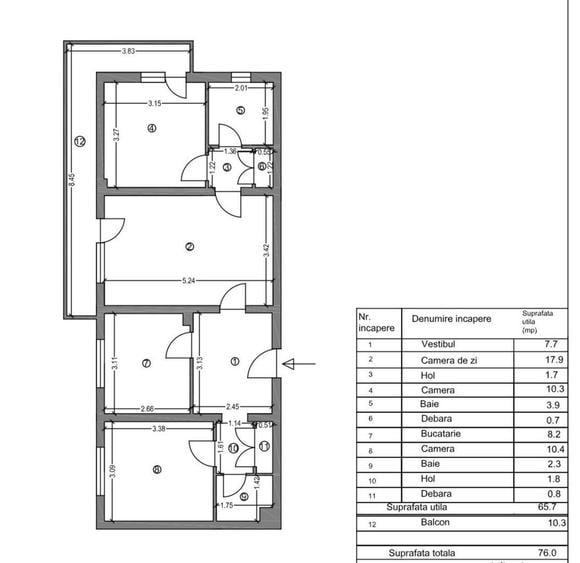 Apartament cu 3 camere decomandat în Militari