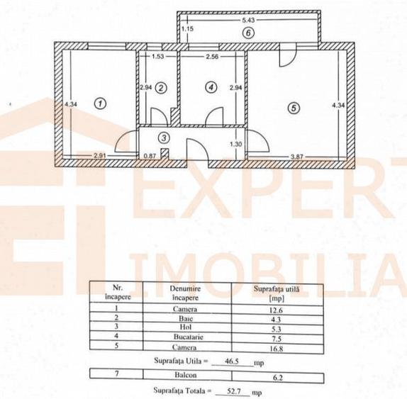 Apartament cu 2 camere, mobilat în Central