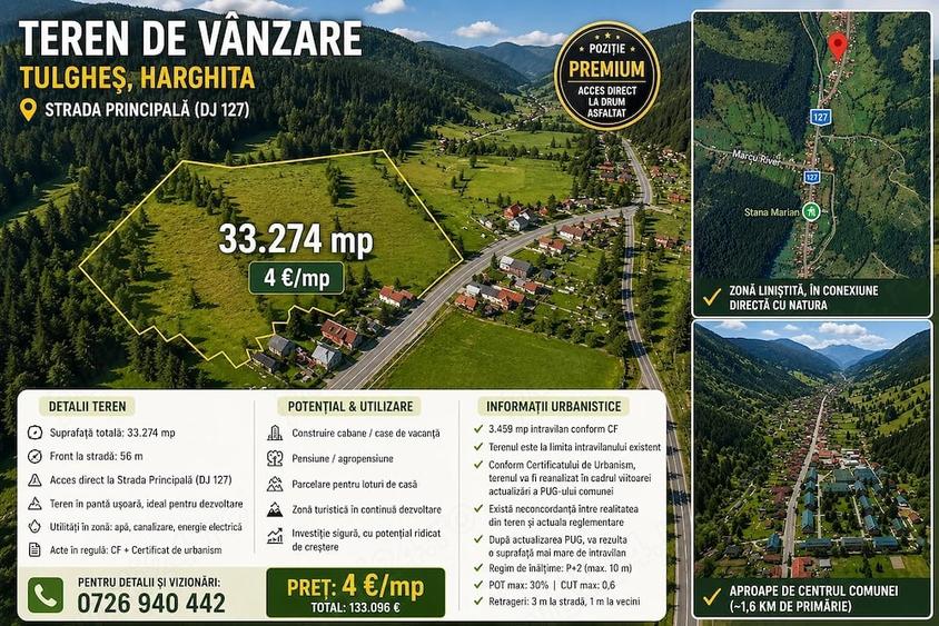 Teren de 33300 mp, în Tulgheș