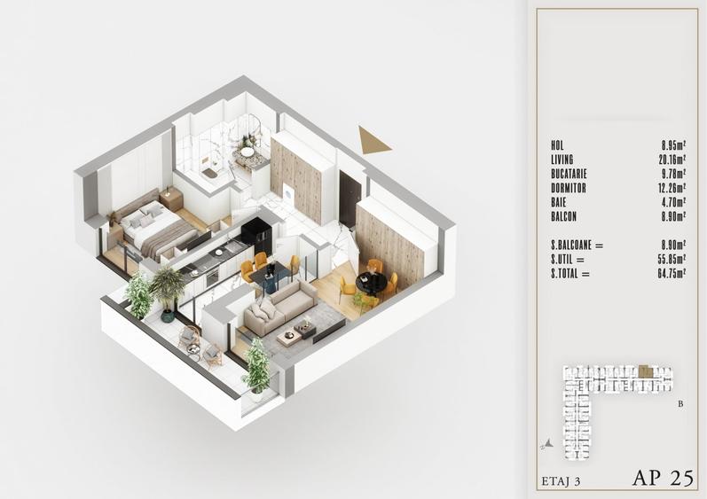 Apartament cu 2 camere decomandat în Theodor Pallady