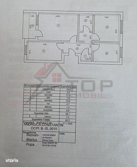 Apartament cu 3 camere decomandat în Tătărași