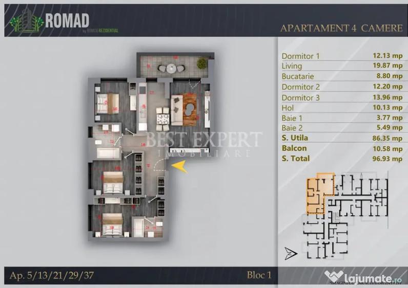 Apartament cu 4 camere decomandat în Theodor Pallady