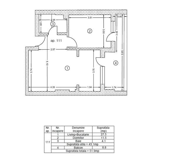 Apartament cu 2 camere decomandat în Berceni