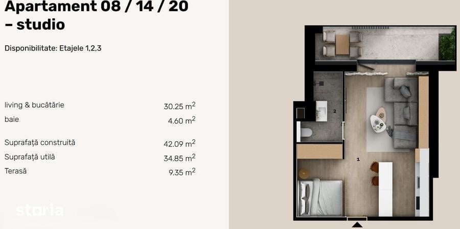 Garsoniera cu terasa in bloc boutique - Zona Piata Obor - 2