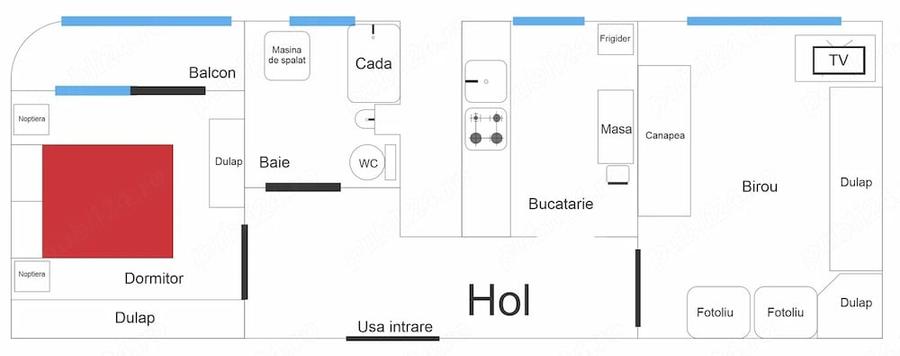 Apartament cu 2 camere decomandat în Centrul Civic