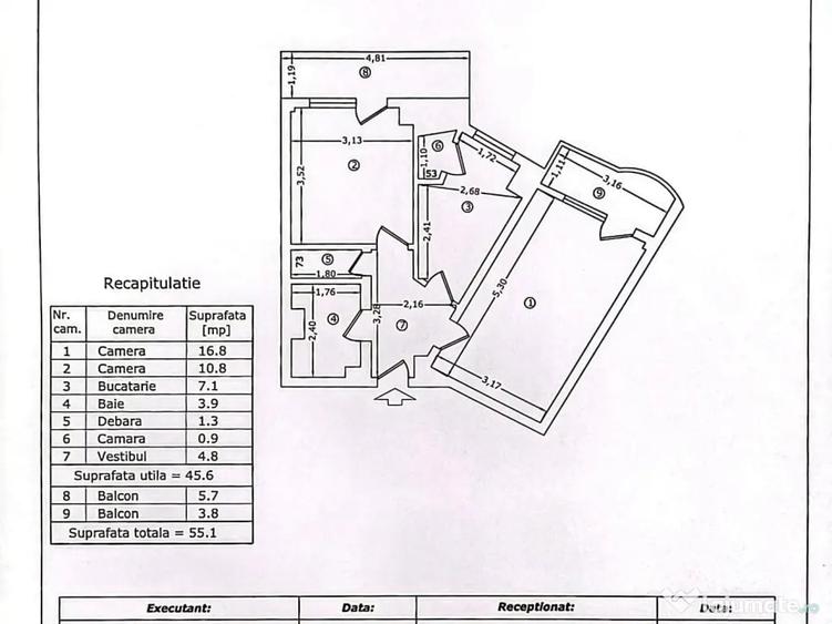 Apartament cu 2 camere decomandat în Moșilor