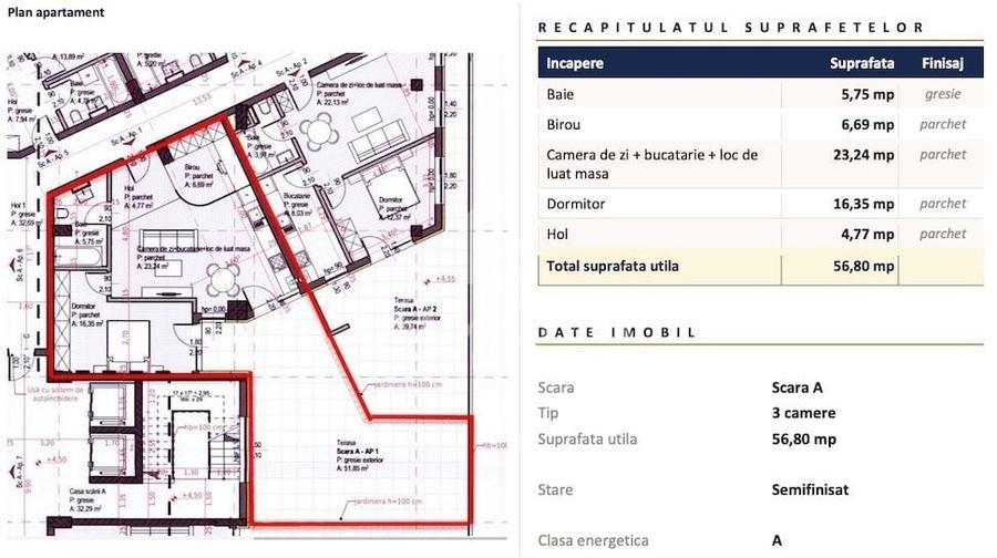 Apartament cu 2 camere semidecomandat în Gheorgheni