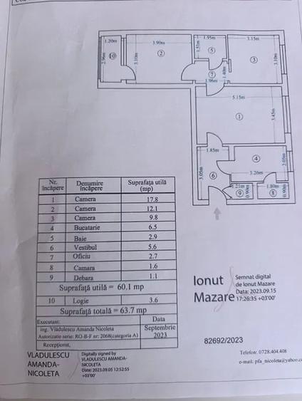 Apartament cu 3 camere semidecomandat în Titan