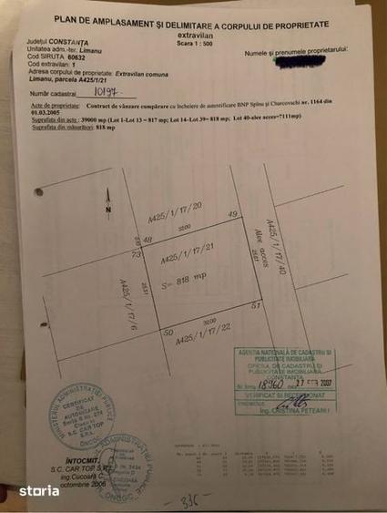 Teren de 818 mp, în Limanu