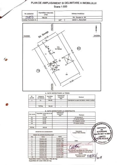 Teren Construcții intravilan de 800 mp, în 1 Mai