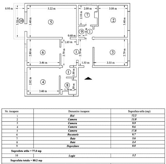 Apartament 4 camere, decomandat, etaj 1, 77 mp - 1