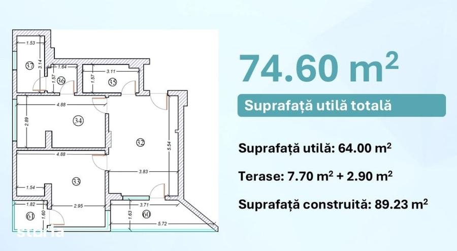 Apartament cu 3 camere în Nord