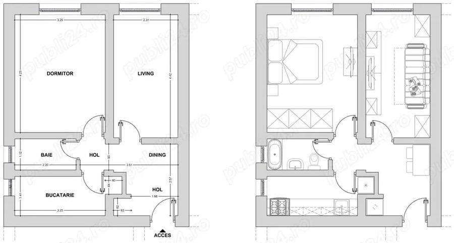 Apartament cu 2 camere decomandat în Neptun