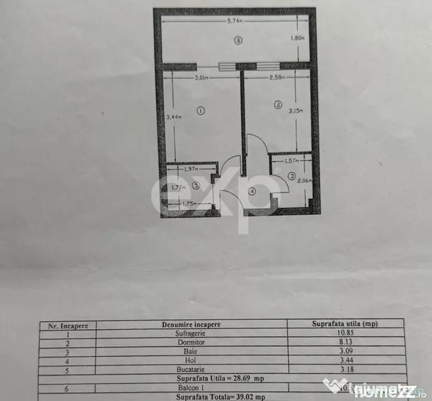 Apartament cu 2 camere decomandat în Războieni