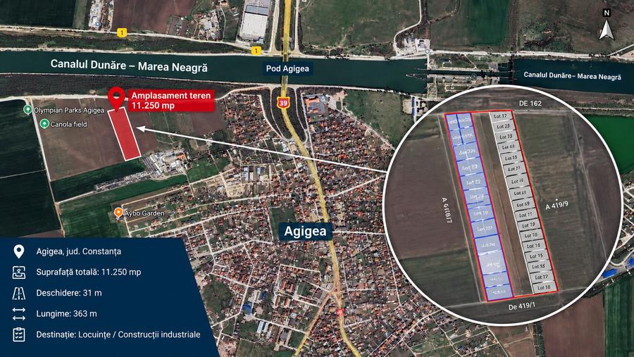 Teren Construcții intravilan de 11250 mp, în Agigea