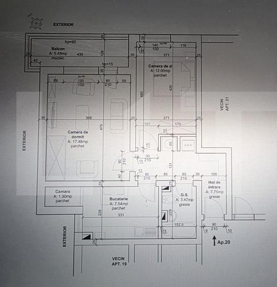 Apartament spatios cu 2 camere - 17