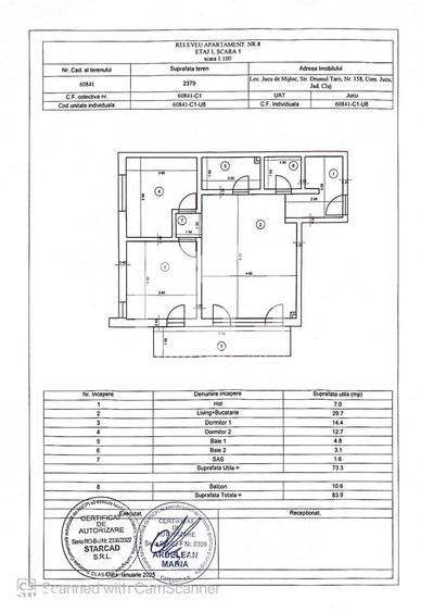 Apartament cu 3 camere în Jucu