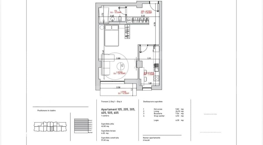 Apartament cu 2 camere în Stoicănești