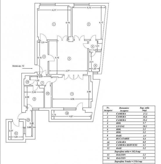 Apartament cu 3 camere semidecomandat, mobilat în Cișmigiu