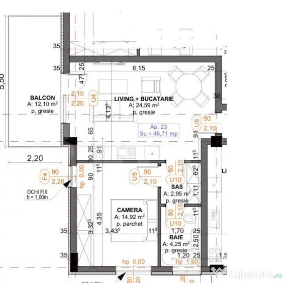 Apartament cu 2 camere semidecomandat în Iris