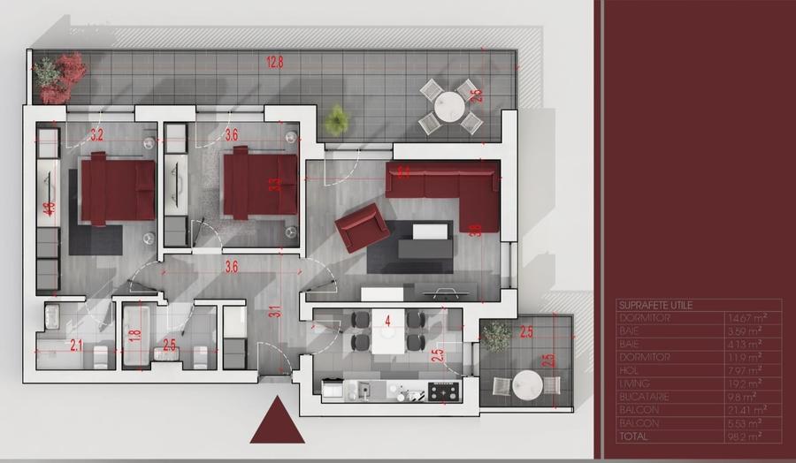 Apartament cu 3 camere decomandat în 1 Decembrie 1918