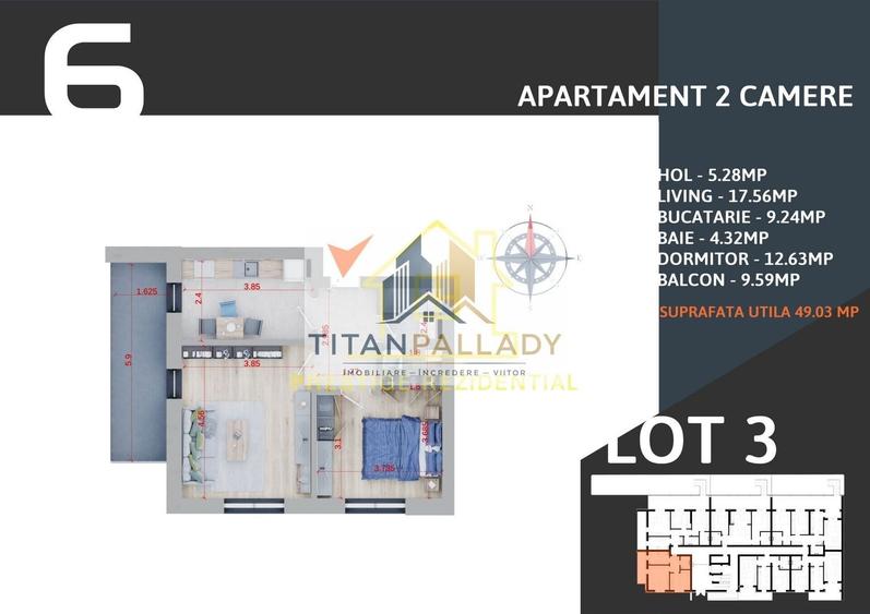 Apart.FINALIZAT bloc nou-2 Camere-60mp-bloc Premium-BONUS loc parcare Demisol - 2